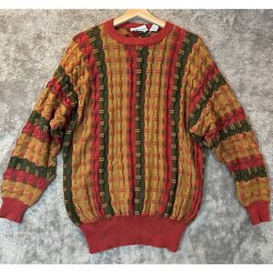 Vintage Weathervane 3D Knit Stripe Sweater L Large Men's Cosby Coogi Style